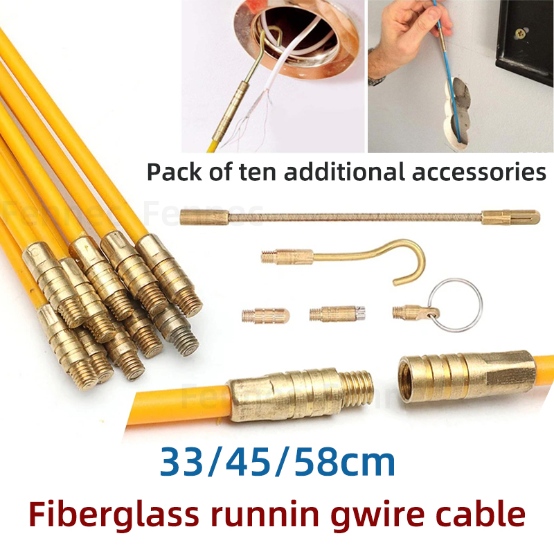Cable Pulley System - 10Pcs 33CM/45CM/58CM Fiberglass Wire Cable Push