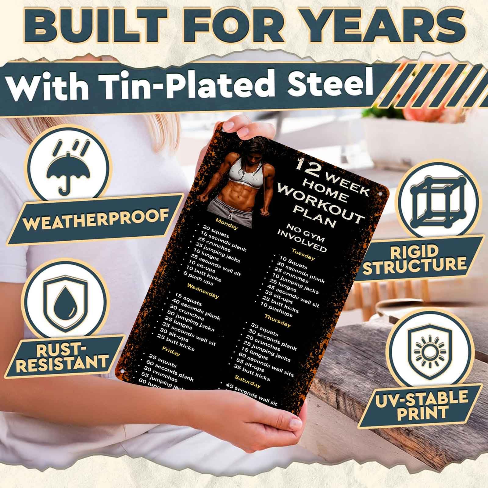 Aluminum Sign for 12-Week Home - Workout Plan Home Gym review and price